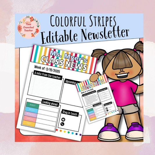 Colorful Striped Classroom Newsletter Template: Weekly Parent Communication (Editable PowerPoint File)