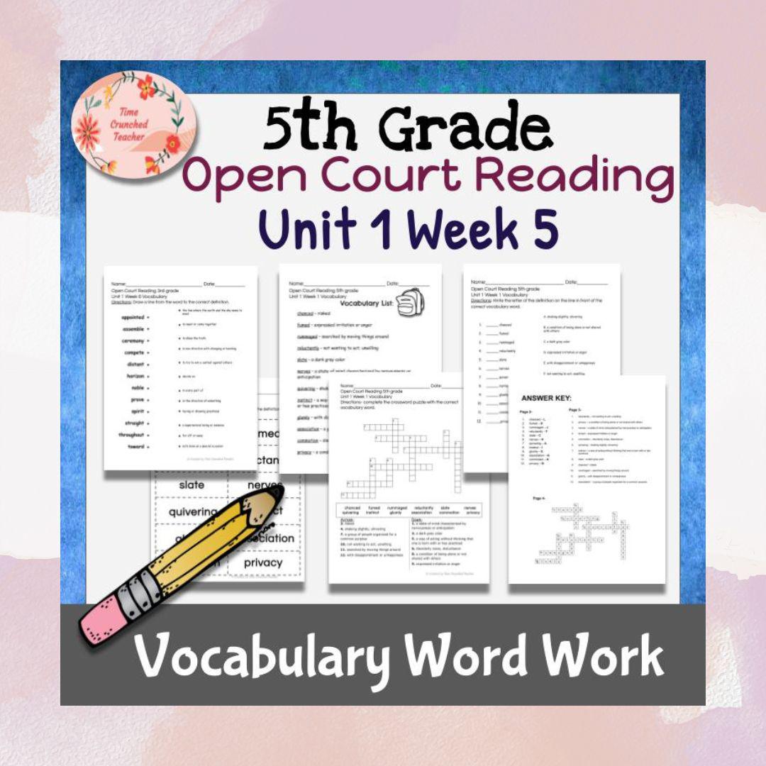 Open Court Reading | 5th Grade Open Court Reading | Open Court Reading 5th Grade Vocabulary | Open Court Reading Unit 1 Week 5 Vocabulary