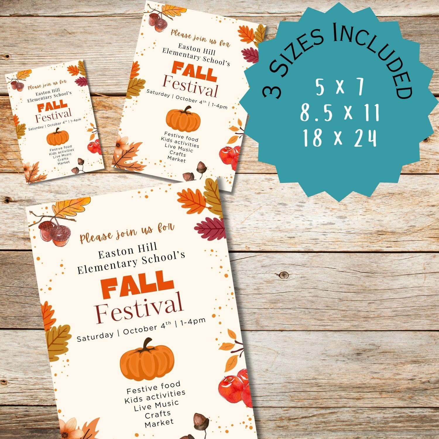 Printable Fall Festival Invitation | School Fall Festival | Editable Fall Invitation | Printable Invitation | Canva Template | Fall Poster