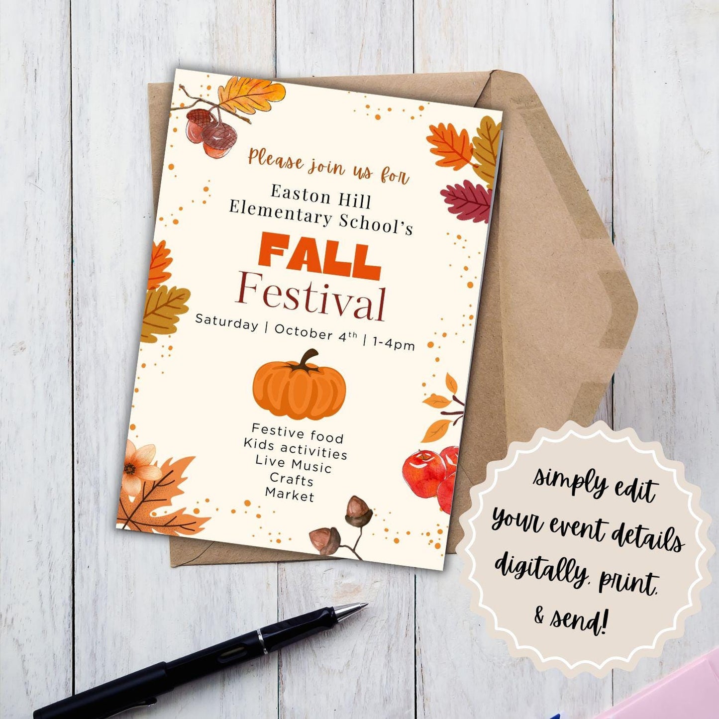 Printable Fall Festival Invitation | School Fall Festival | Editable Fall Invitation | Printable Invitation | Canva Template | Fall Poster