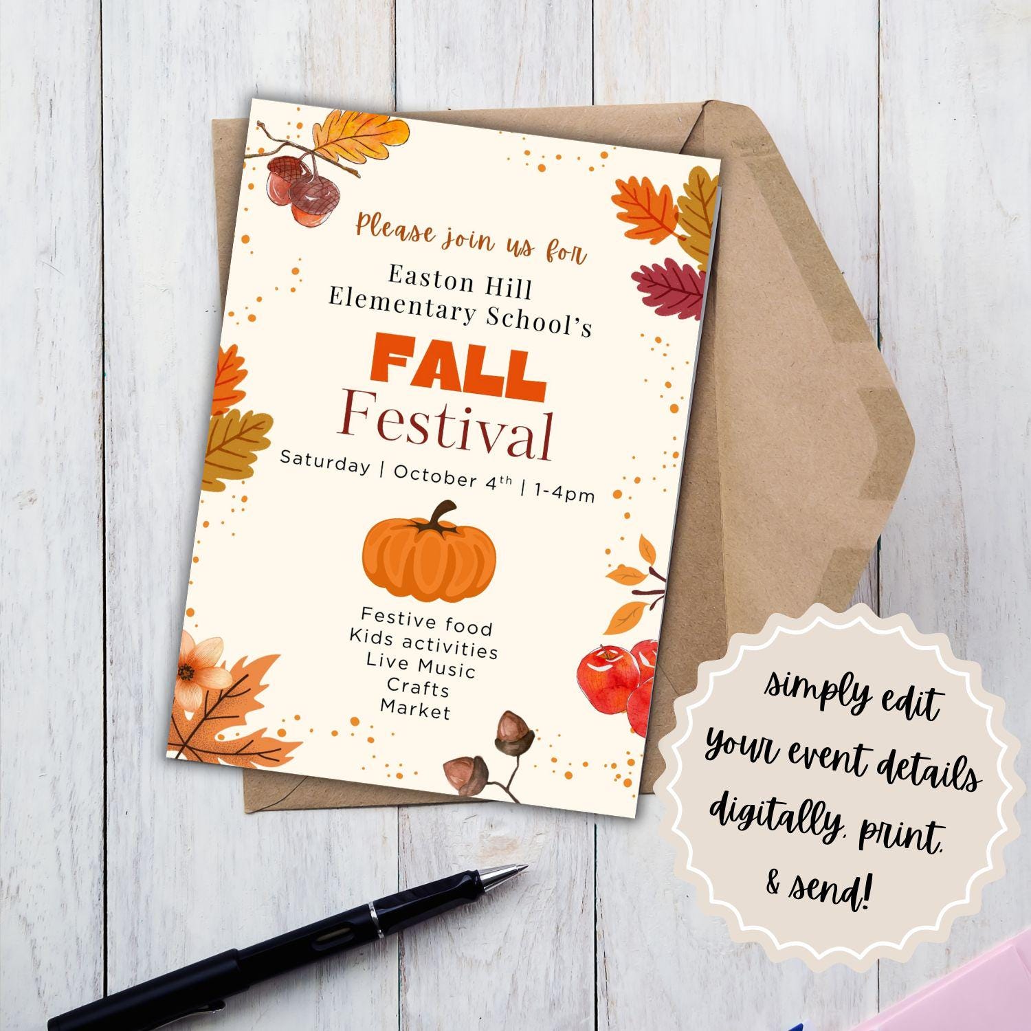 Printable Fall Festival Invitation | School Fall Festival | Editable Fall Invitation | Printable Invitation | Canva Template | Fall Poster