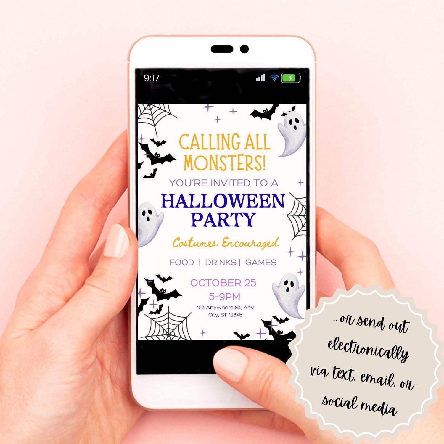 Printable Halloween Party Invitation | Costume Party | Editable Invitation | Halloween Party | Canva Template | Editable Template