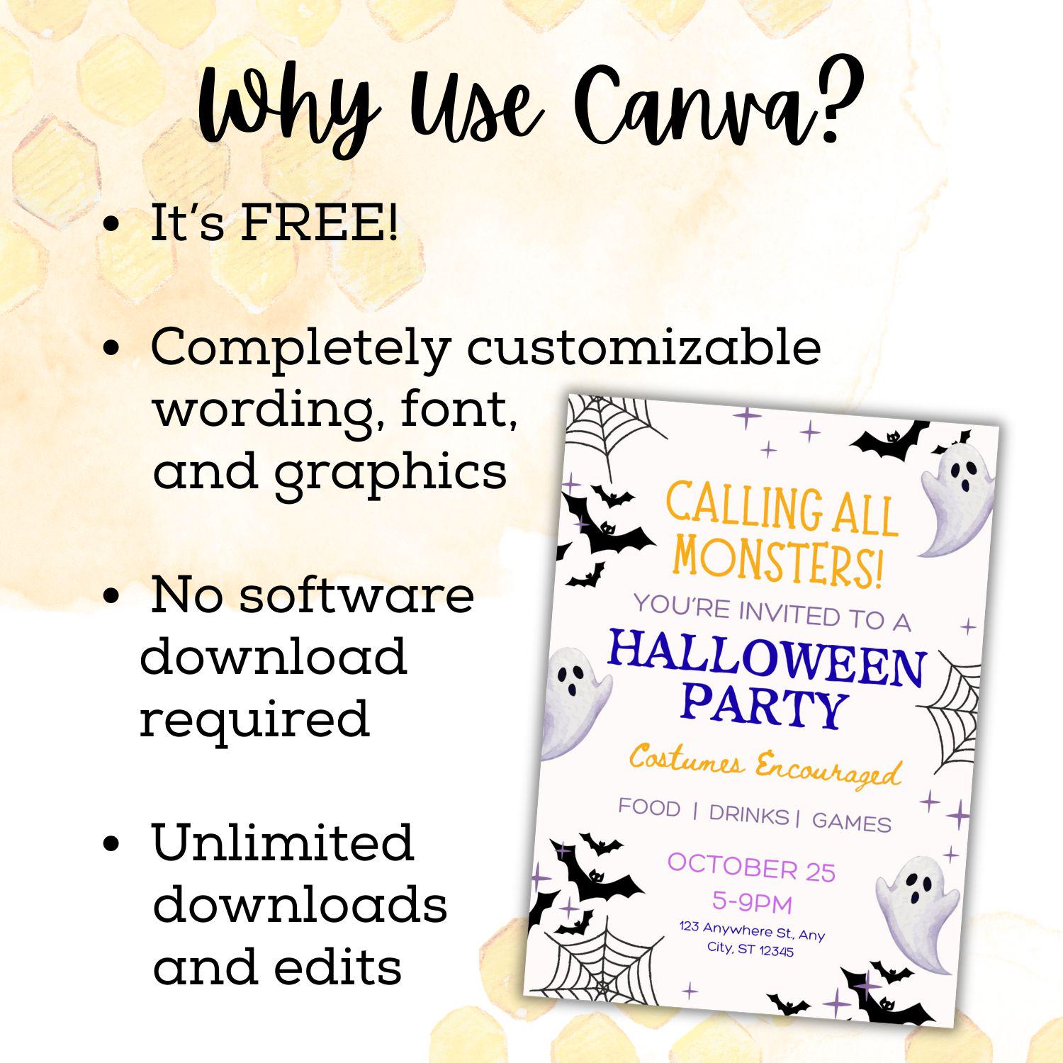 Printable Halloween Party Invitation | Costume Party | Editable Invitation | Halloween Party | Canva Template | Editable Template