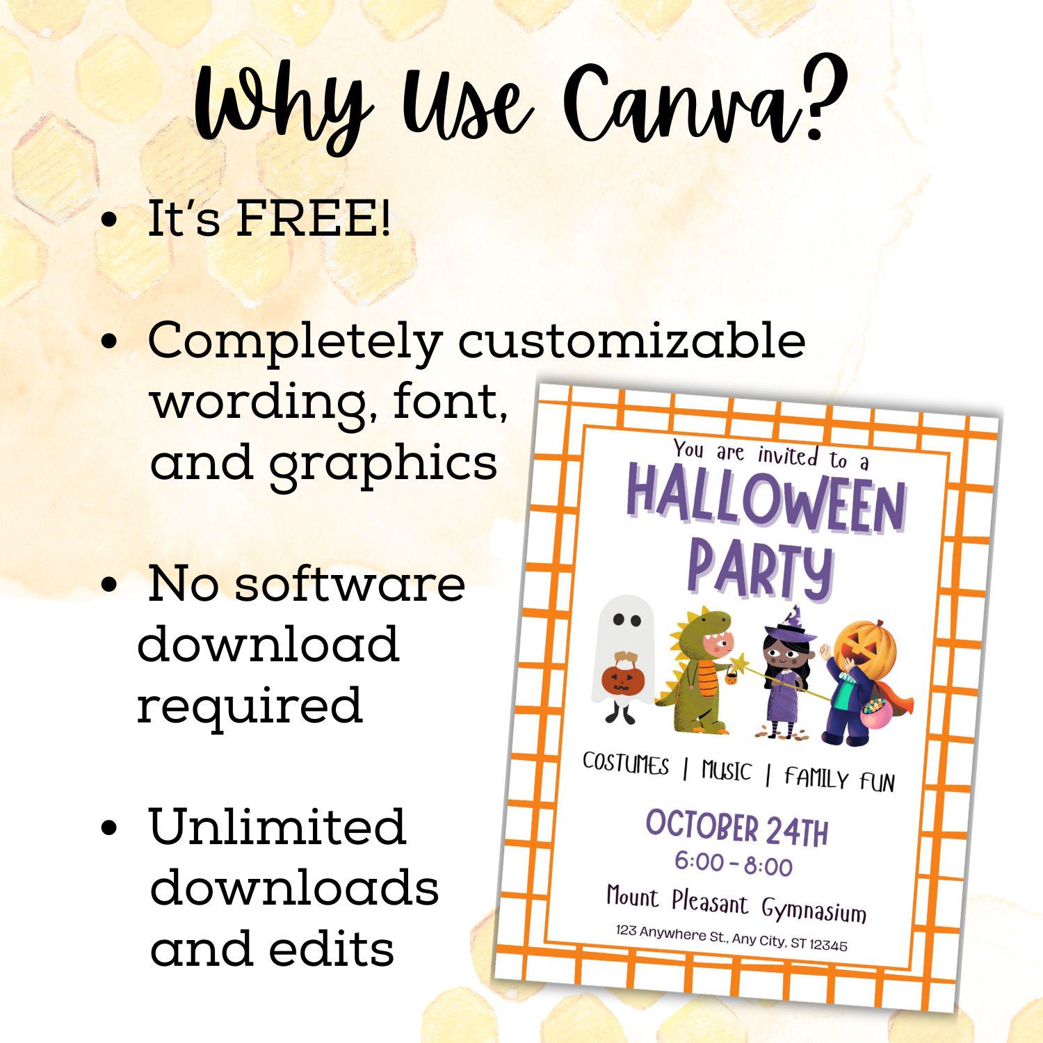 Printable Halloween Party Invitation | Printable Flyer & Poster | Editable Invitation | Halloween Party | Canva Template | Editable Template