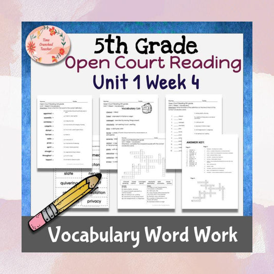 Open Court Reading | 5th Grade Open Court Reading | Open Court Reading 5th Grade Vocabulary | Open Court Reading Unit 1 Week 4 Vocabulary