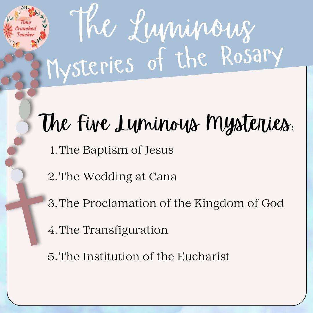 Printable Catholic School Worksheets | The Luminous Mysteries of the Rosary | Rosary Worksheets | How to Pray the Rosary