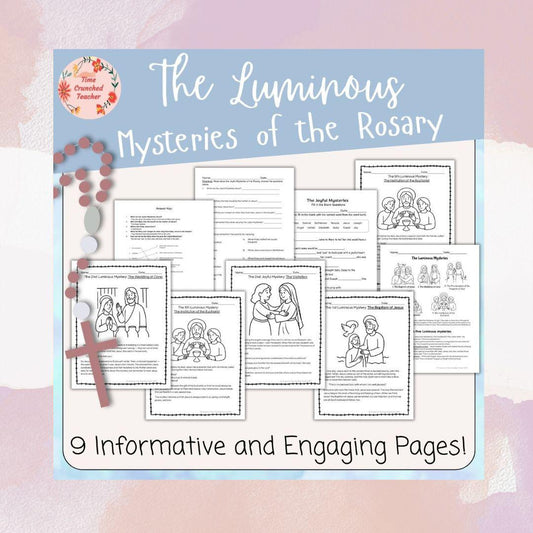 Printable Catholic School Worksheets | The Luminous Mysteries of the Rosary | Rosary Worksheets | How to Pray the Rosary
