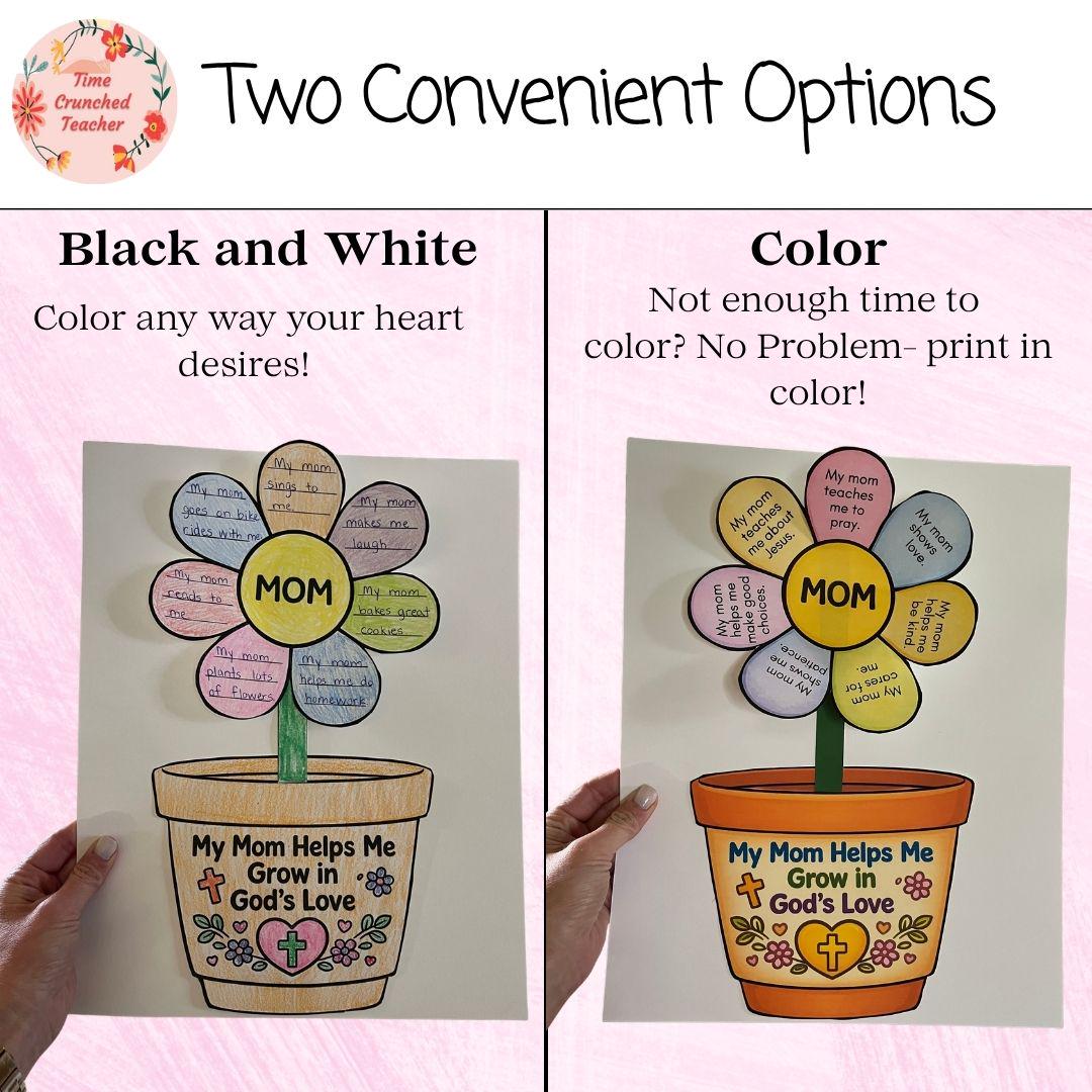 Mother’s Day Flower Craft Printable | Christian Mother’s Day Craft for Kids | Catholic Classroom Activity | Faith Based Writing Craft