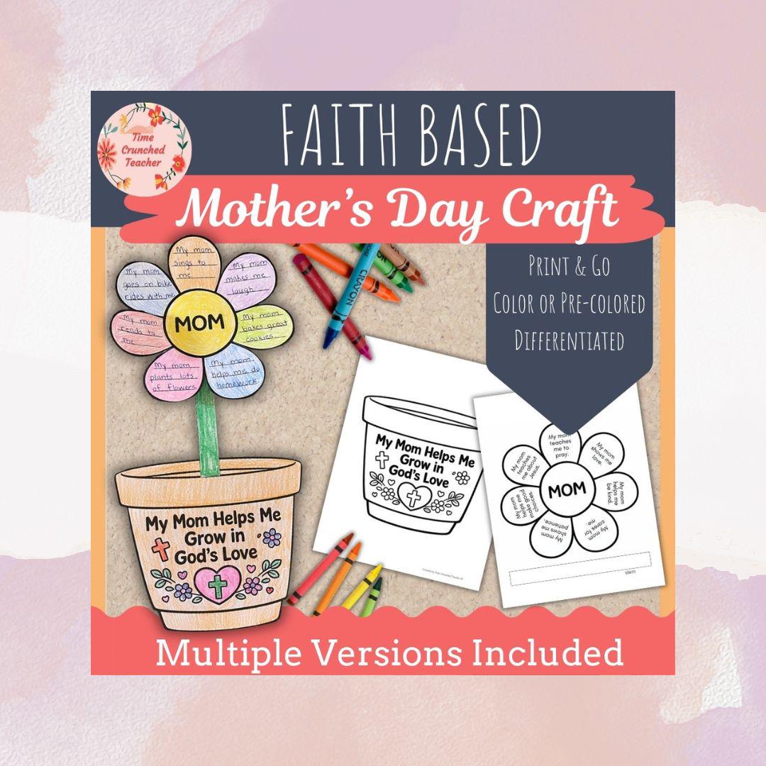 Mother’s Day Flower Craft Printable | Christian Mother’s Day Craft for Kids | Catholic Classroom Activity | Faith Based Writing Craft