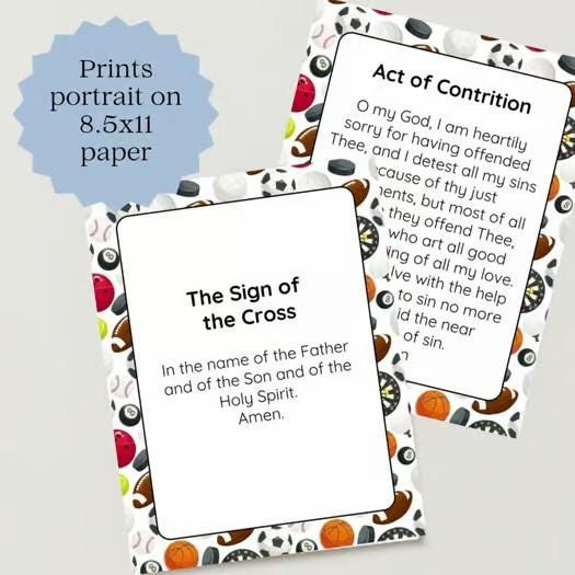Catholic Prayer Posters for Kids | 10 Catholic Classroom Posters | Sports Themed Prayer Printables | Catholic School Decor | CCD