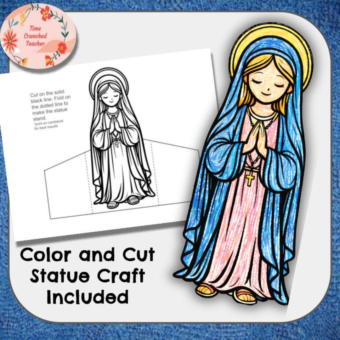 Mary Mother of Jesus Activities | Catholic Printable Packet | May Crowning Craft | Marian Worksheets for Kids | CCD Homeschool