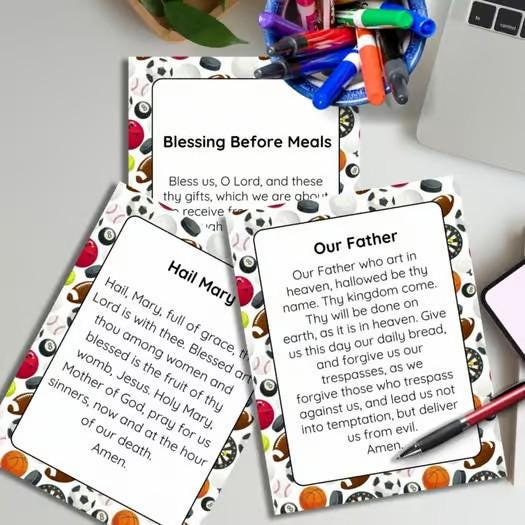 Catholic Prayer Posters for Kids | 10 Catholic Classroom Posters | Sports Themed Prayer Printables | Catholic School Decor | CCD