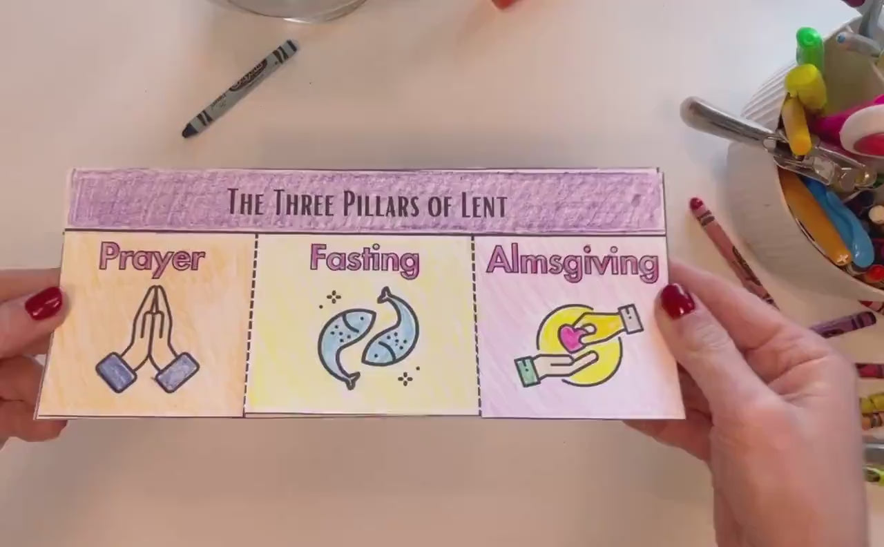 Printable Catholic Lent Flap Book | Three Pillars of Lent Lift A Flap Book | Lent Craft for Kids | Printable Sunday School Craft