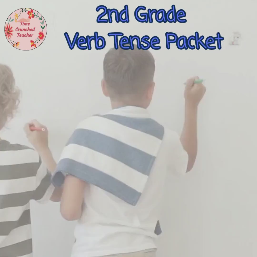 Past, Present, and Future Tense Verbs Worksheets | 2nd Grade Grammar Practice with Answer Keys | 2nd Grade Grammar Packet | ELA Worksheets